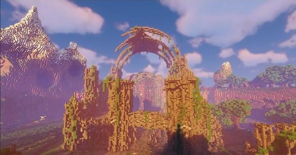 Time valley at sunset with shaders